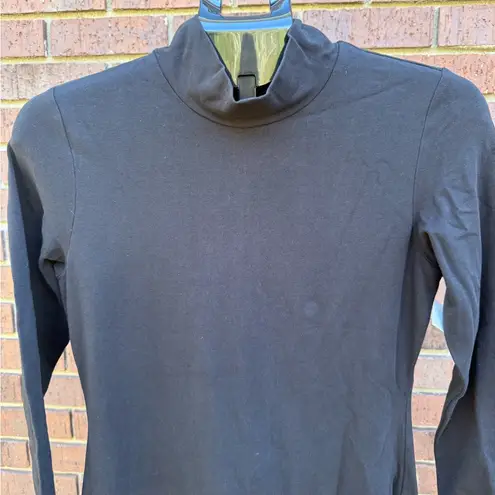 H&M  Solid Black Fringe Long Sleeve Dress Mock Neck Women's Size Medium EUC