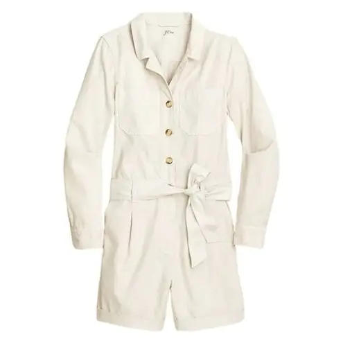 J Crew Size 6P Romper Foundry Chino Short Coveralls Tan Jumpsuit Belted 1232