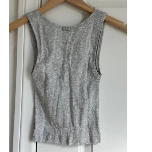 SKIMS Cotton Rib Tank in Light Heather Grey, Size X-Small