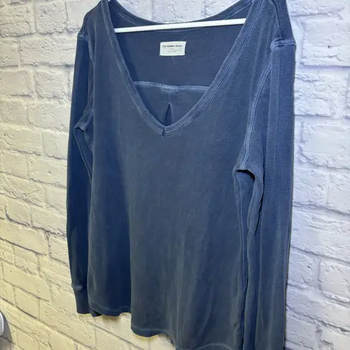 The Normal Brand Long Sleeve Thermal shirt Sz Medium Blue V Neck Vintage Classic