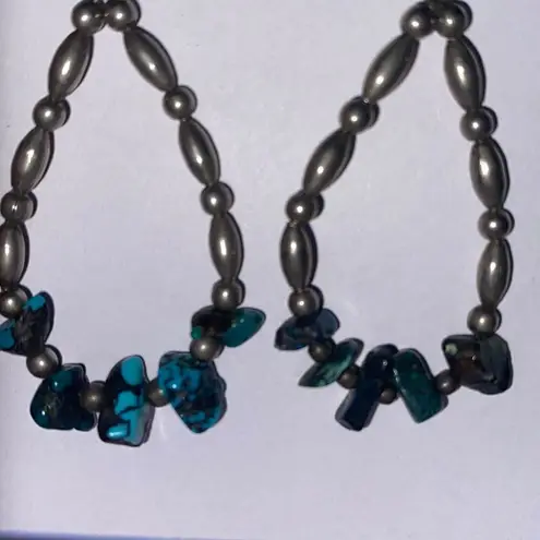 Navajo Turquoise and Sterling Silver Drop Earrings