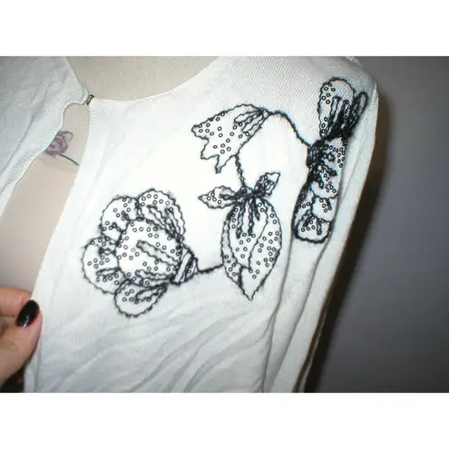 New NWT $395 Womens Max Mara Marina Rinaldi Cardigan Sweater M White Black Italy Size M