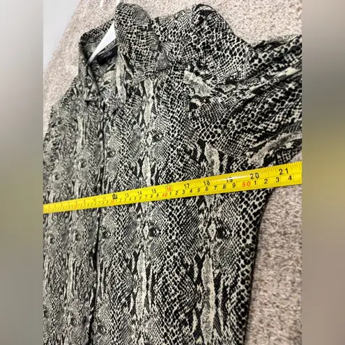 Norma Kamali Womens Snake Print Shirt Dress Size L Button Up Long Sleeve Stretch