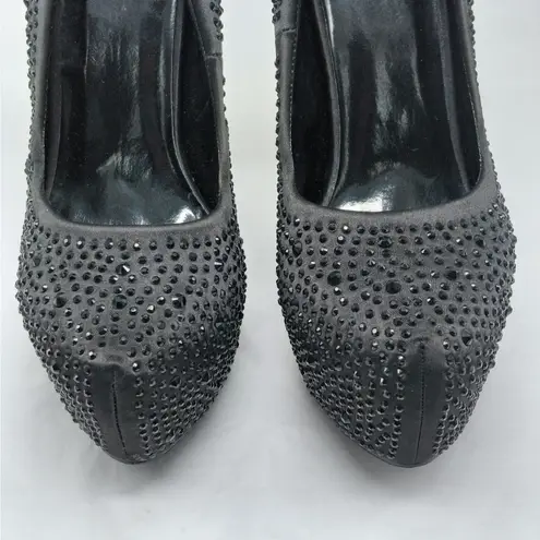 Bella Luna Rhinestone Platform Pumps Womens 7.5 Black Stiletto Heels Shoes Party