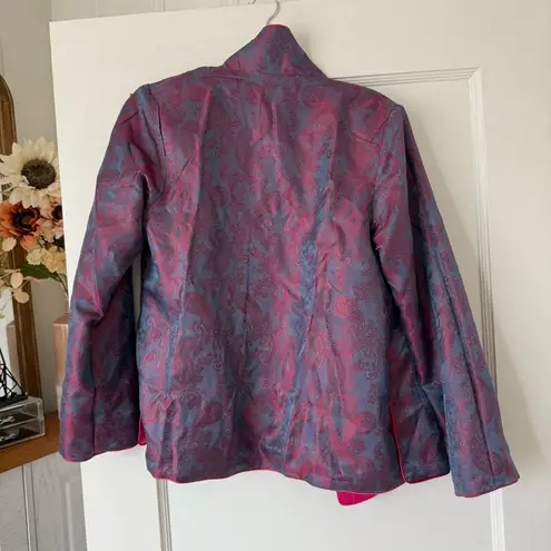 Sharagano Women’s Chinese Traditional Vintage Pink Embroidered Reversible Jacket NEW