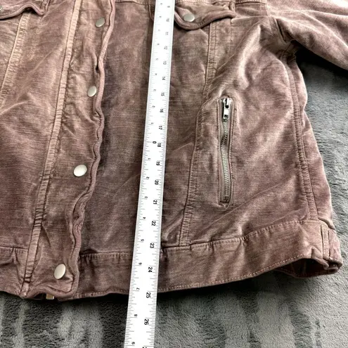 Free People  Womens Jacket Size M/L Trucker Velour Heavy Unique Boho Retro Lined