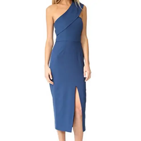Yumi Kim NWT That Jazz Ink Blue One Shoulder Crepe Sheath Midi Dress Medium