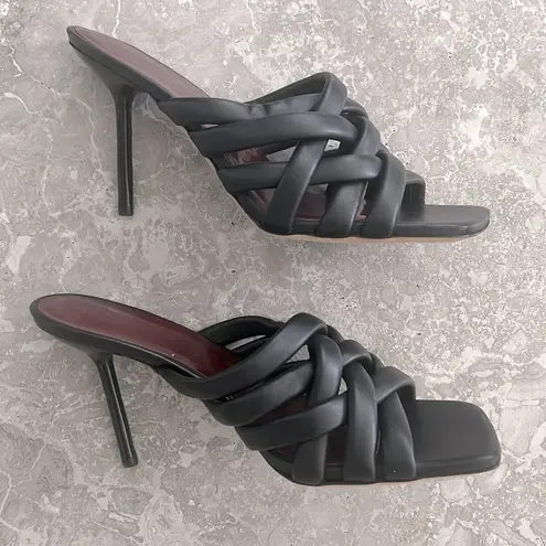 STAUD New Deepwater Square Toe Woven Strappy High Heel Sandals, Black Size 39.5