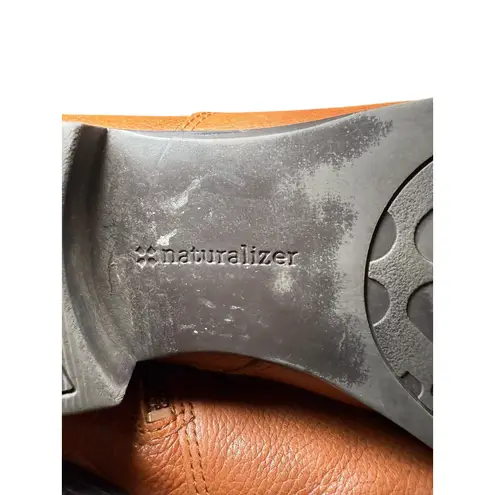 Naturalizer Brown Leather Knee High Boots Buckle Side Zip Riding 10M Wide