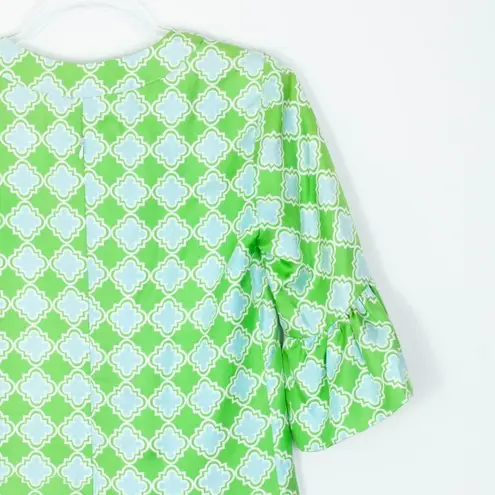 Skirtin Around Green Short Sleeve Silk Sheath Dress Womens Size 4