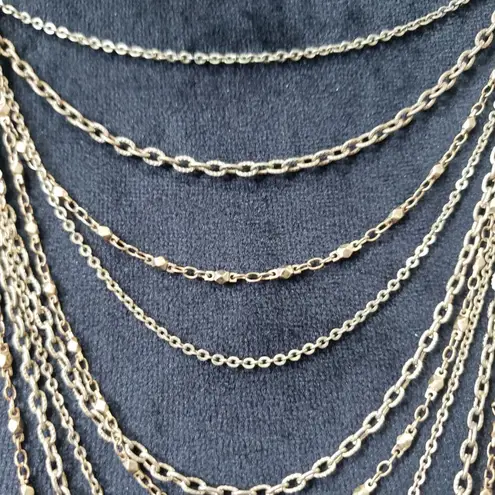 Monet Goldwater Greek Womens Vintage Gold Tone  Multi Strand Chain Necklace