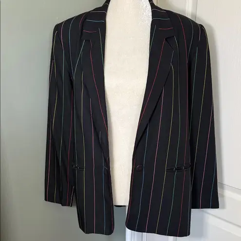 J’ENVIE SPORT Retro New York Blazer Black Multicolor Stripe Size 10