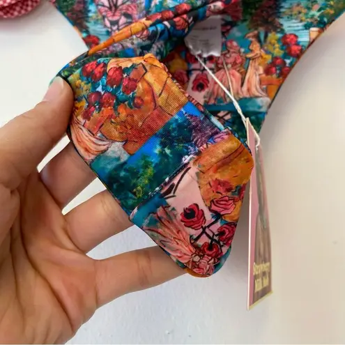 Strawberry Milk Mob NEW Garden Print Ruffled Cheeky Bikini Bottoms Red Small