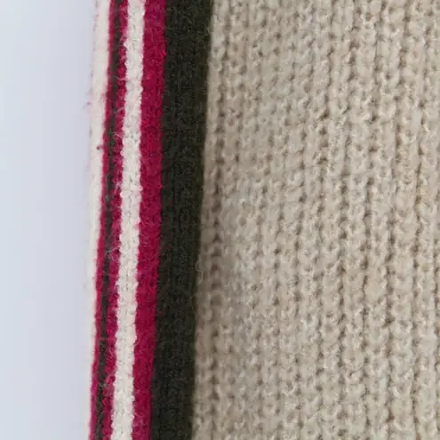 Heartloom Remy Striped Sleeve Cardigan Sweater Beige Hidden Button Placket XS