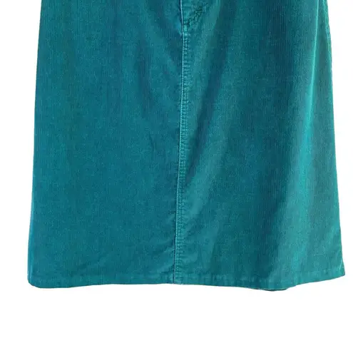 L.L.Bean  Vintage Corduroy Midi Skirt A-Line High Waist in Teal Green, Medium