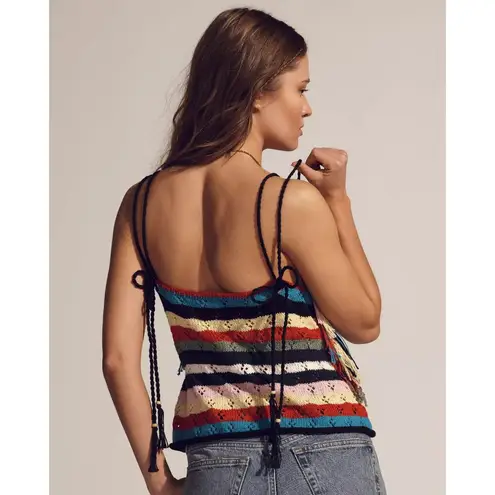 Anthropologie Lingua Franca Marathi Pointelle Sweater Tank Top Blue Size 2X