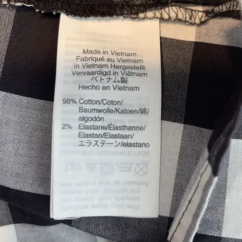 J. Crew Womens Puff Sleeve Oversized Gingham Top Black & White Size 6