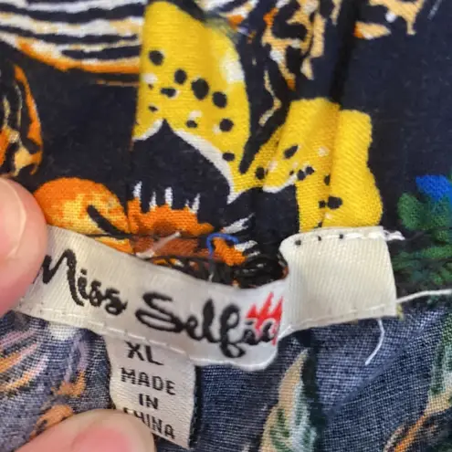 Miss Selfie Wide Leg Floral Casual Boho Stretchy Pants Rayon EUC Sz XL Rayon