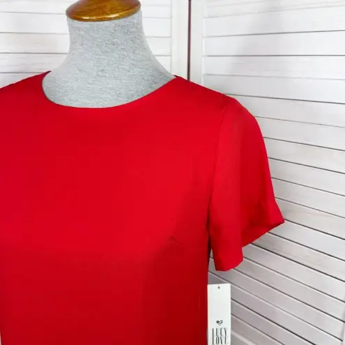 Lucy Love Short Sleeve Tunic Mini Shift Shirt Dress Red XS XSmall