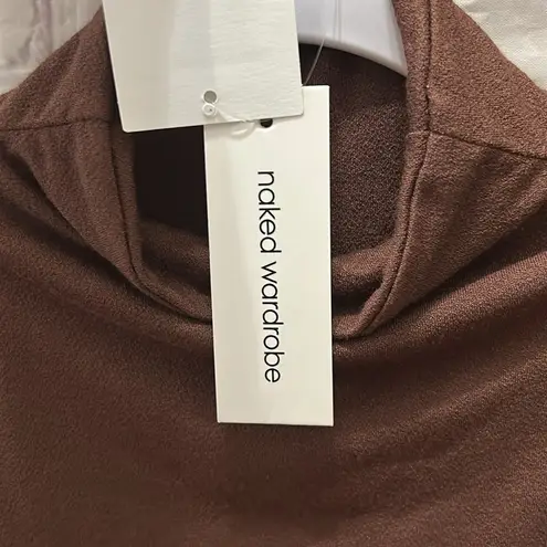 Naked Wardrobe NWT Sleeveless MockNeck Top in Expresso Brown Size Medium Shaping