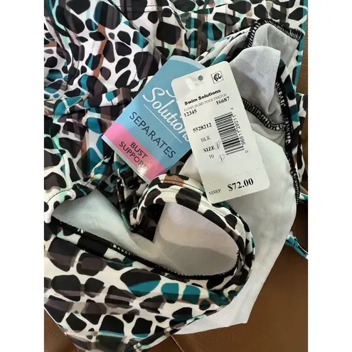 NWT Swim Solutions Floating Islands Tiered Ruffle V Neck Tankini Swimsuit Top 10 White