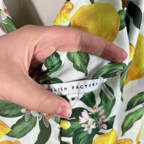 English Factory Lemon Floral Printed Tie Shoulder Tiered Ruffle Dress Medium M