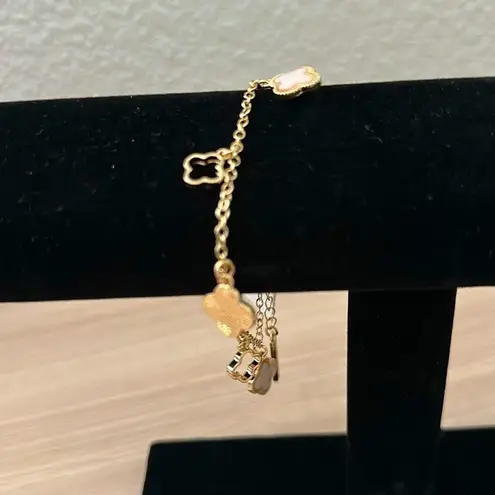 Tahari Gold and White Chain-Link Bracelet