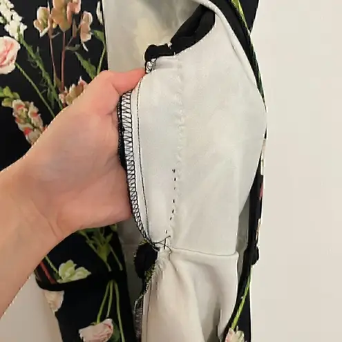 VICTORIA BECKHAM FOR TARGET English Floral Satin Dress Black Green Mini ALTERED Size M