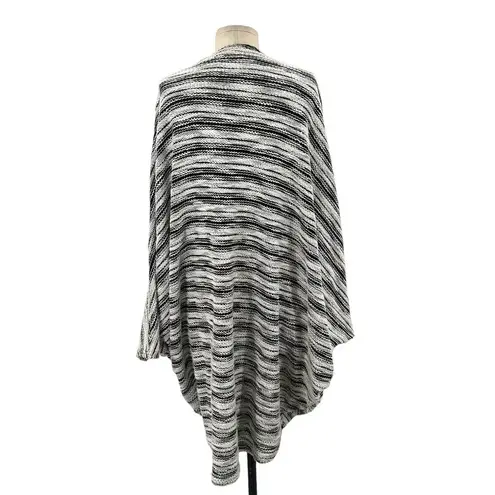 Michael Lauren Easton Slub Draped Cardigan Sweater Shrug Gray Black One Size