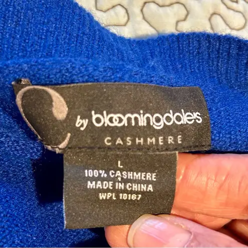 C by BLOOMINGDALES Cashmere Long Line Button Front Sweater w/Pockets Women’s L Blue Size M