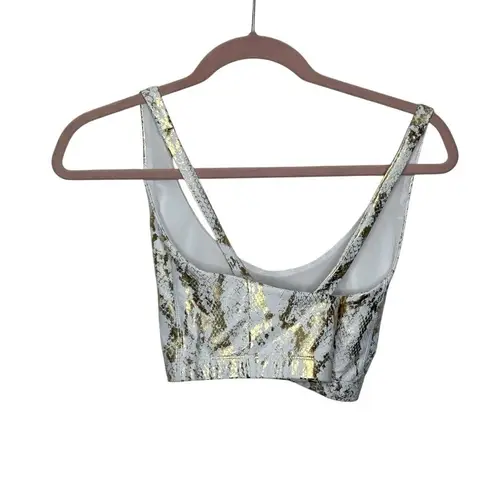 Carbon38 Gold Metallic Animal Snake Skin Print Athletic Leggings and Bra Sz L Size L