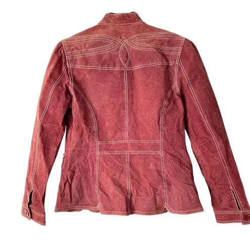 Jennifer J. Vintage Suede Embroidered Raspberry Dusty Rose Jacket size medium Pink