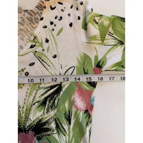 Alberto Makali Colorful Small V-Neck Blouse Top Crinkle Sequin Embellished light