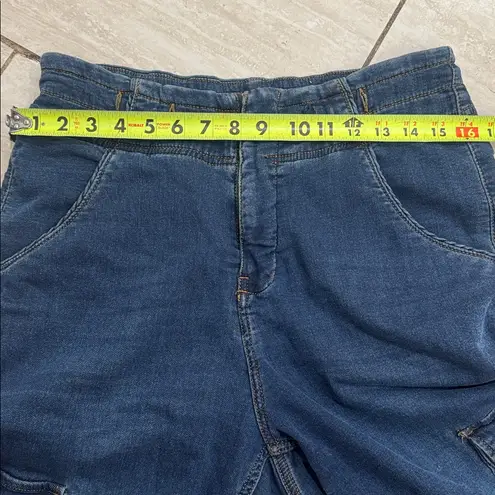 Pilcro Anthropologie High Rise Cargo Jogger Denim Knit Stretchy Jeans Smal