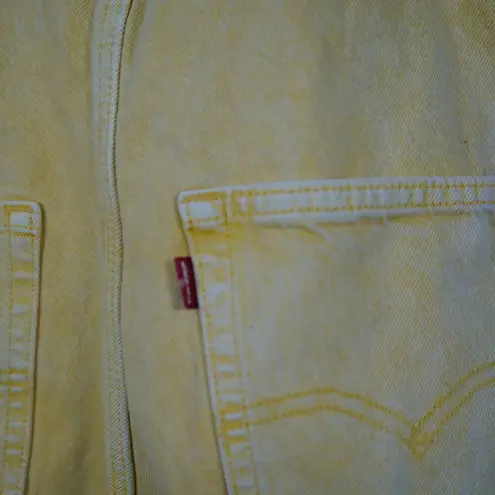 Levi's Woman's Shorts ® Premium Vintage Light Yellow Denim Shortall Overalls SZ S