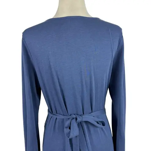 Sundance Always Right Dress Faux Wrap Womens Size L Blue Cotton Modal Midi