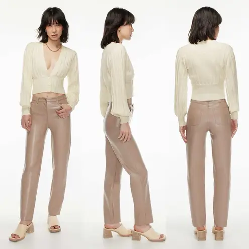 Wilfred Aritzia Plunge Front Ribbed Merino Wool Cardigan Cream Womens Small EUC