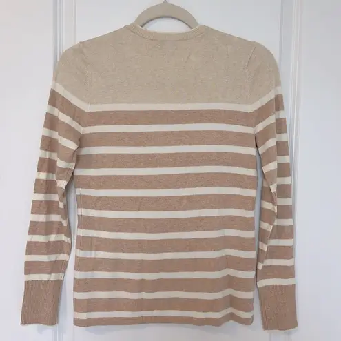 J. McLaughlin  Long Sleeve Neutral Striped Crew Neck Sweater Size XS Tan Cream