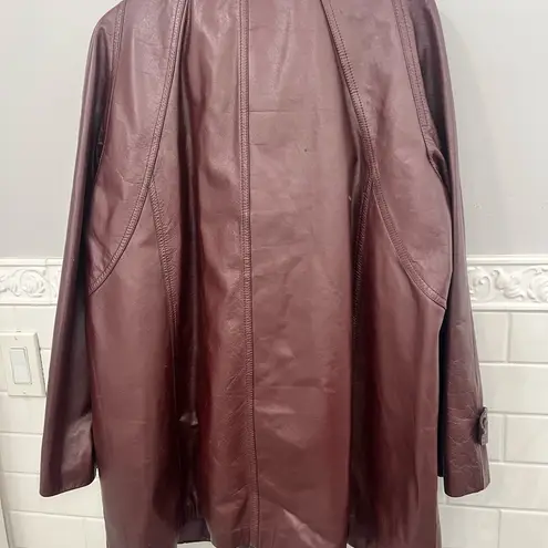 Made In Korea 70’s Vintage Leather Trench Coat Fully Removable Lining Size large Brown