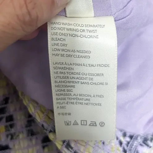 Free People  Mabel Lilac Combo Purple Yellow Floral Sheer Puff Sleeve Top Large