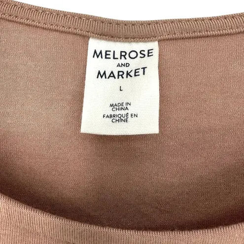 Melrose and Market | Large | Side Ruched Long Sleeve Dress in Tan Burro | NWT