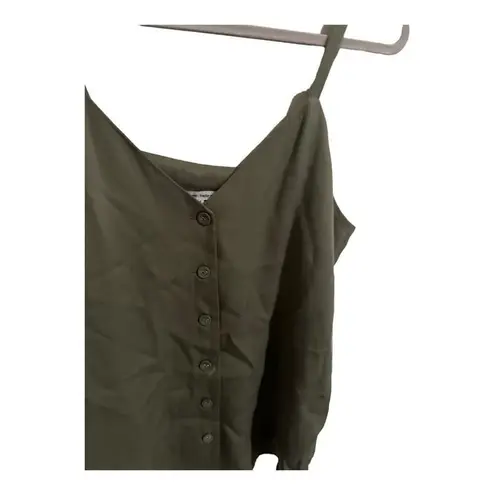 Naked Zebra  Olive Green Button-Up V-Neck Tank Top - Women's M