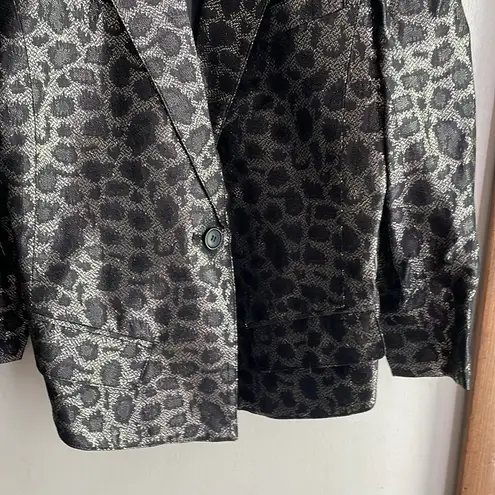 SMYTHE Film Fest Sharp Shoulder Blazer Metallic Leopard Gray Size 2