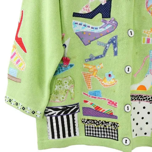 NWT Design Options Philip & Jane Gordon Shoes Applique Cardigan Sweater M Size M