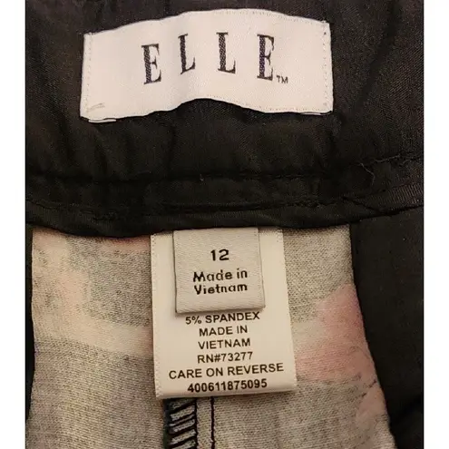 ELLE Floral Striped Shorts Casual Everyday Wear Black Pink Size 12