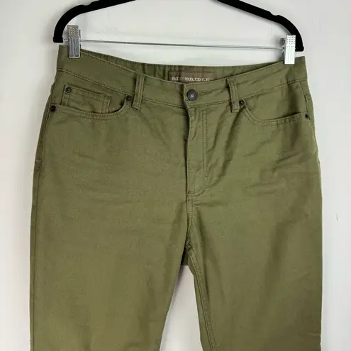 Bit & Bridle Womens Straight Leg Canvas Flannel Lined Pants Sz 10 Olive Green