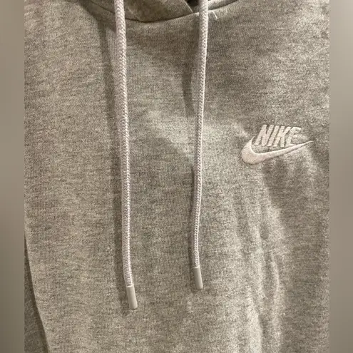 Nike  Sportswear Cropped Round Hem Grey Hooded Jersey - Size Small