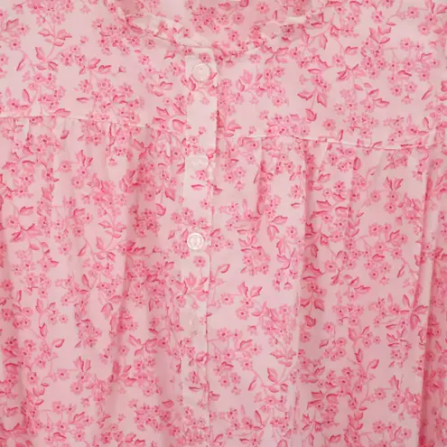 Pink Floral Button Up Sleeveless Nightgown House Dress Cotton Lounge Size M Size M