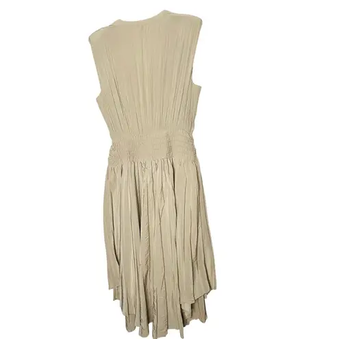 Ramy Brook Brown Crepe Hourglass V-Neck Smocked Waist Preslie Dress Size XL