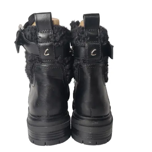 Circus by Sam Edelman Circus Sam Edelman Combat Boots Womens 7 Black Faux Leather Shearling Gretchen